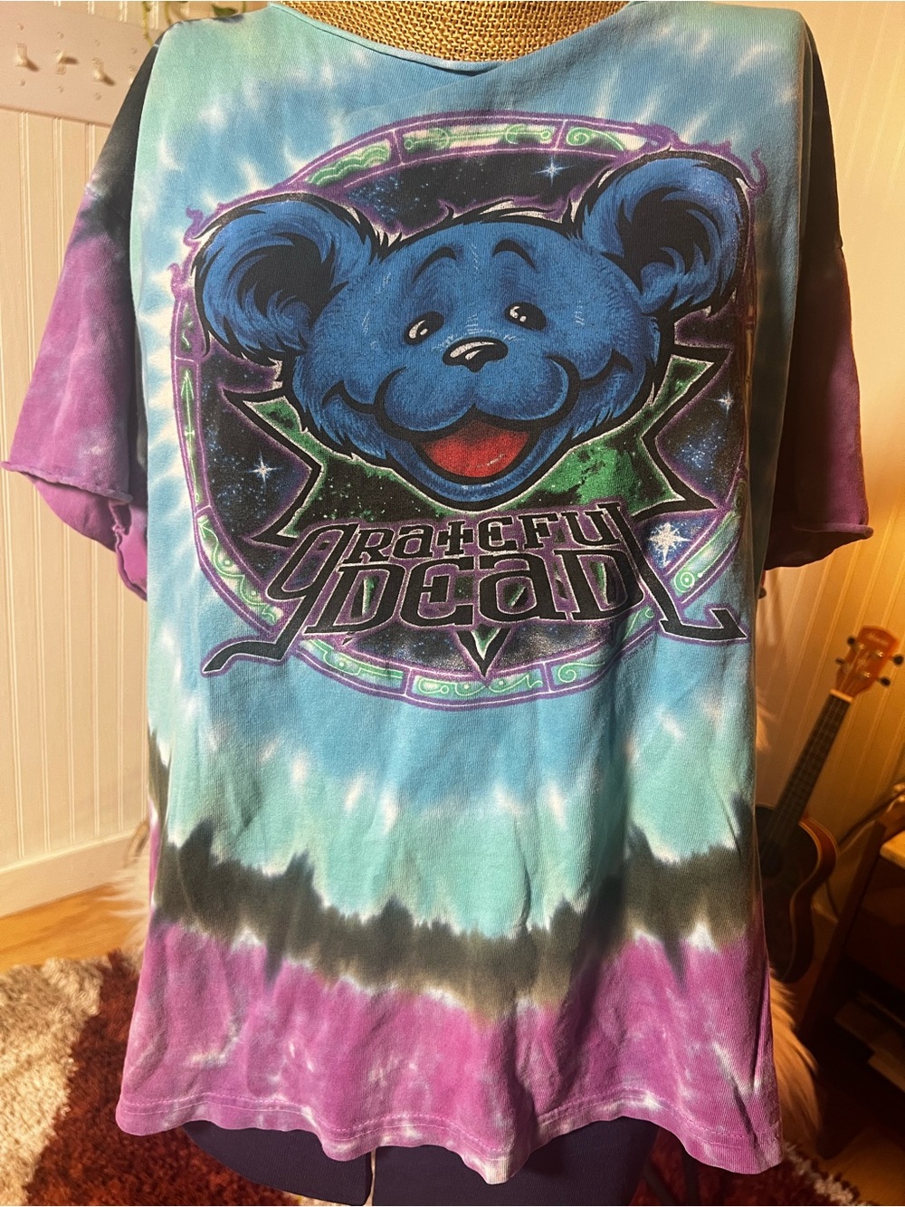 Grateful Dead thrashed Tie-Dye women’s Tee in Blue, Purple & Black